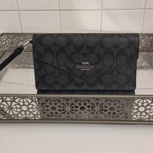 Coach Black Signature Canvas Wristlet Wallet